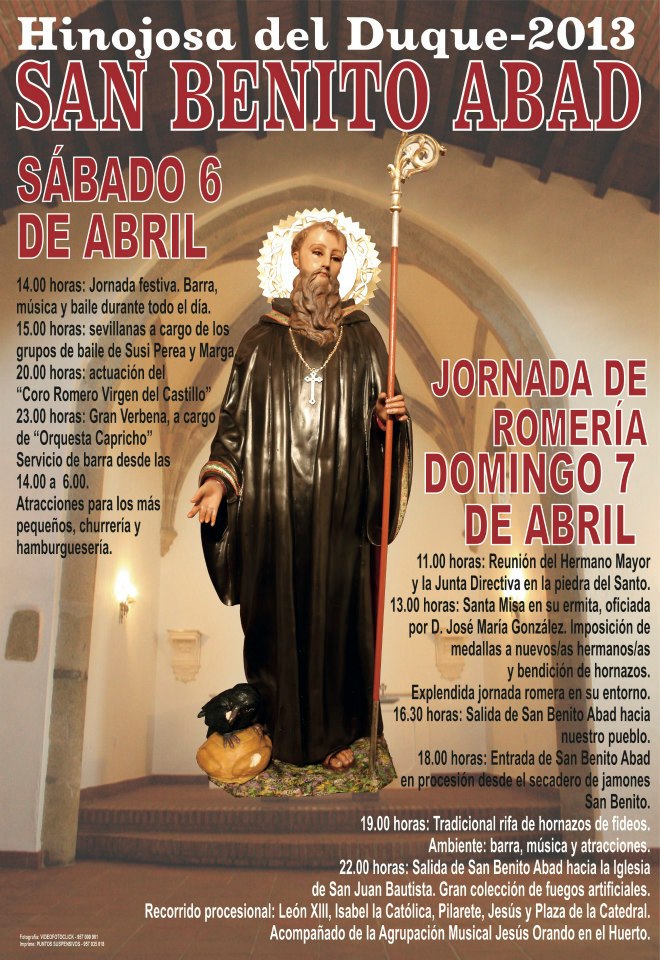 Cartel de Despedida de honor y Romería a San Benito abad 2013